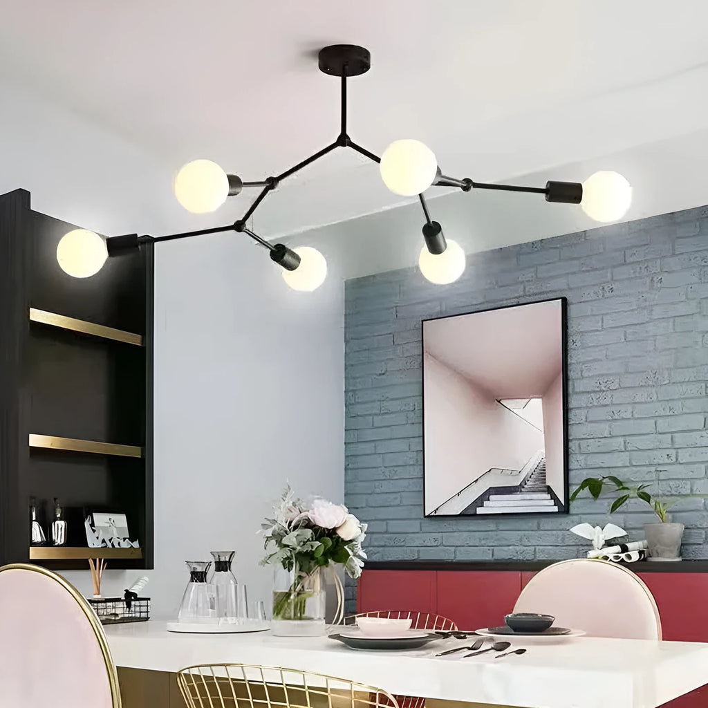 Iron chandelier ceiling lamp in Nordic style with multiple light heads