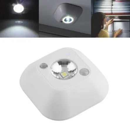 Mini infrared wireless motion sensor night light white LED ceiling battery lamp 7x7x2.4 cm