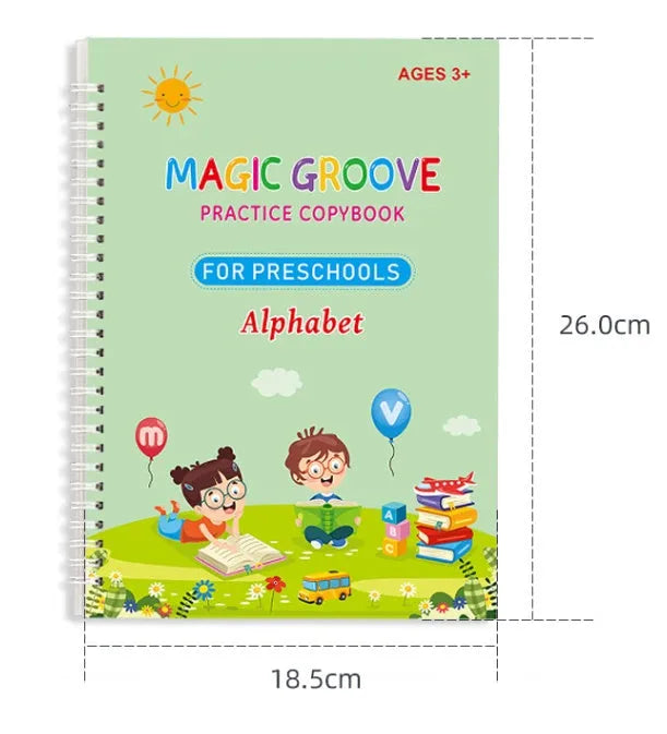Children's groove magic handwriting practice set with double-sided board and ten pen refills