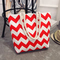 Large capacity casual canvas tote bag for women with zip, print, and double soft handles