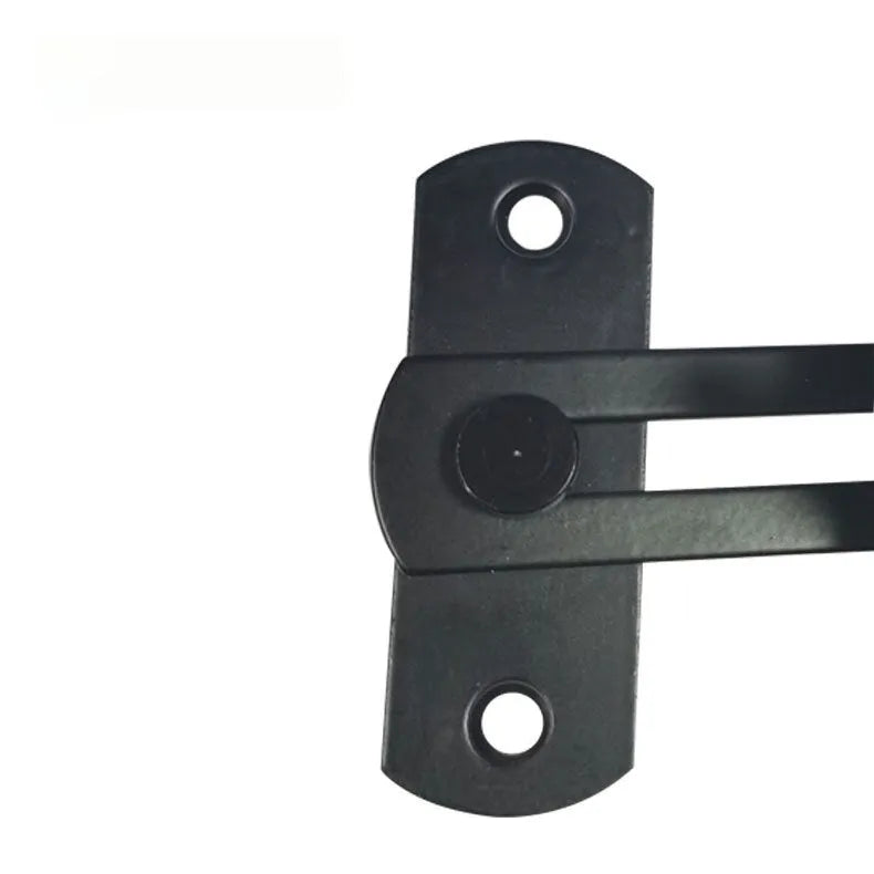 Stainless steel and carbon steel 90-degree sliding door hasp lock for barn and warehouse doors.