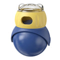 Owl-shaped plastic self-service food leakage puzzle cat toy feeder in Morandi yellow and blue colour options