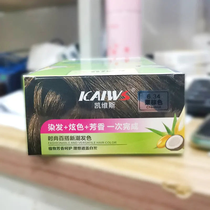 Twin pack of plant-based aromatic hair colour cream tubes in chestnut brown and wine red shades