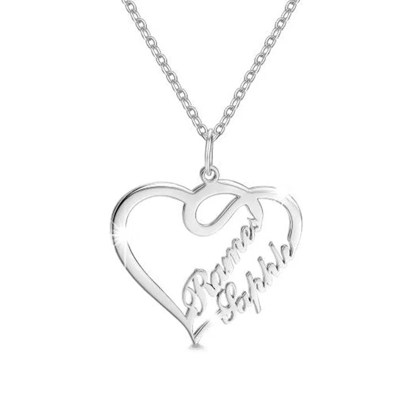 Custom heart shaped letter necklace in 925 silver with gold finish, 1mm pendant thickness