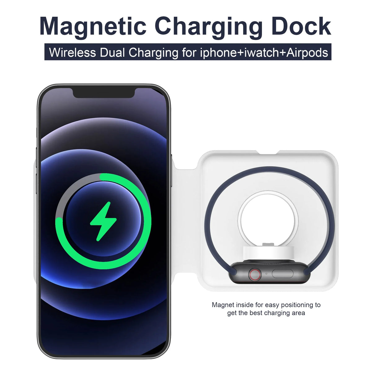 2 in 1 magnetic absorption wireless charging pad, 15W quick charging, Micro USB, Black or White