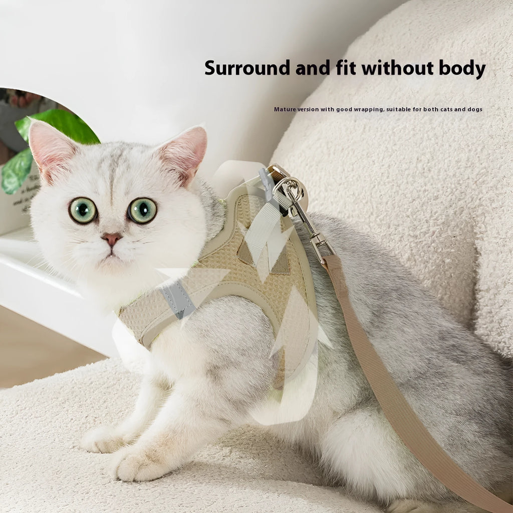 Fashion Waffle cloth pet harness for cats and small dogs with chest strap in brown colour