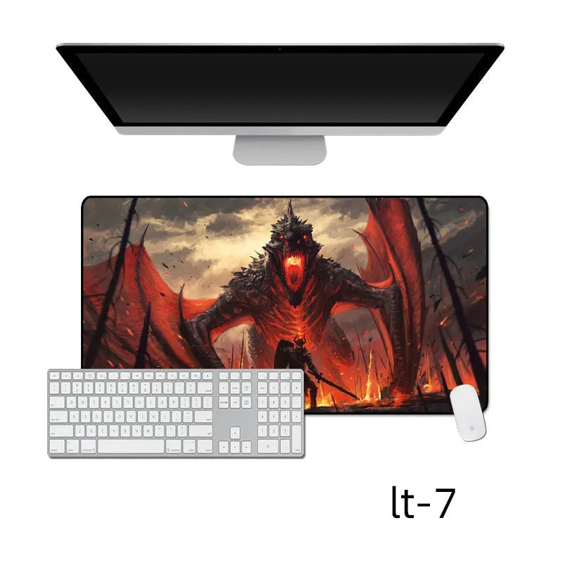 Thicken custom overlocked oversized mouse pad with cloth surface and non-slip rubber base on desk