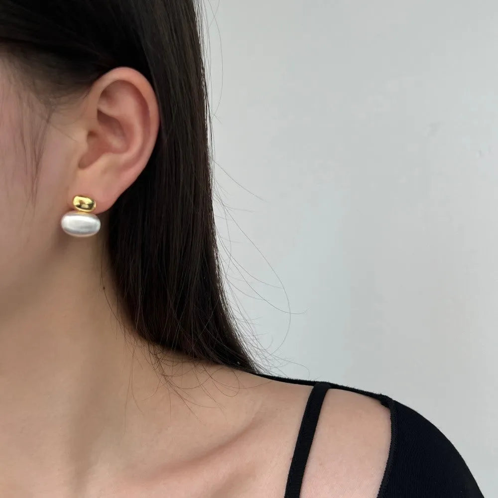 Pair of 925 silver stud earrings for women, 17mm length, electroplated finish, colour DY1D0378-S-Q-NO