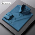Men's solid colour long-sleeved shirt with a loose non-ironing fit