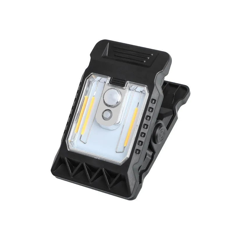 Clip lamp with motion sensor and adjustable brightness settings showing compact 11.2 x 7.6 cm design