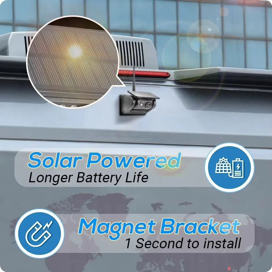 HD wireless solar magnet rearview camera with AHD 5-inch rear view monitor for cars and trucks