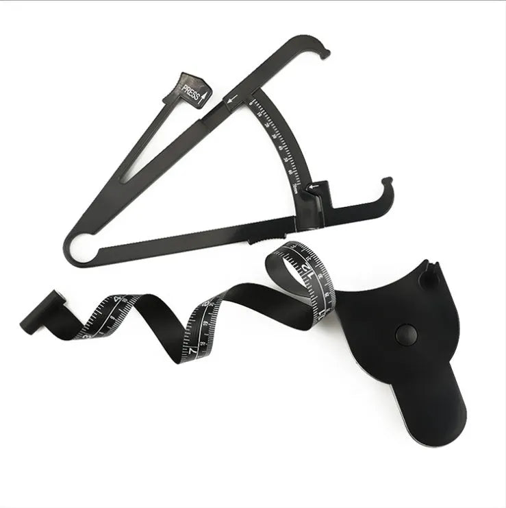Black body fat caliper measuring instrument with ABS plastic construction and 0-70mm measurement range