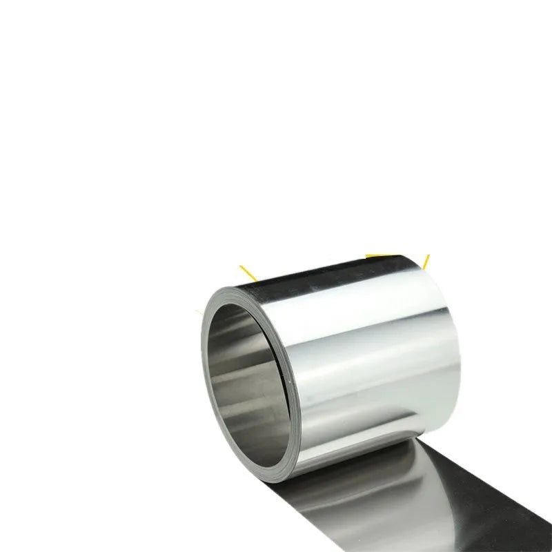Roll of 304 stainless steel strip with leather finish for automotive detailing and trim.