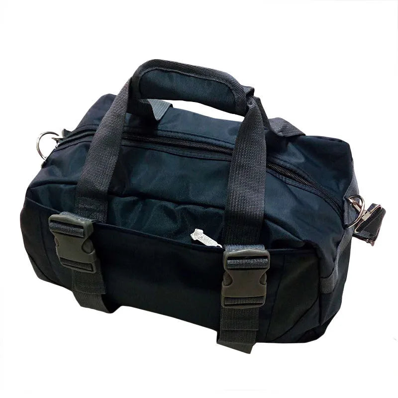 Nylon yoga and gym sports bag shown in multiple colours and two size options.