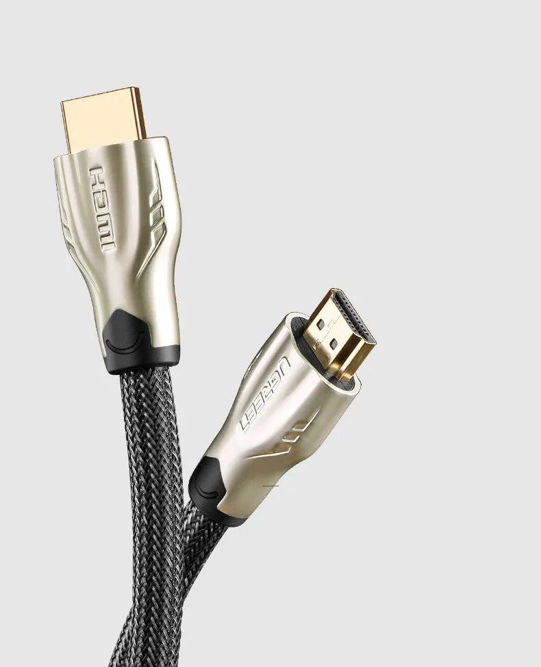 5-metre long black HDMI cable with gold-plated connectors on a white background.