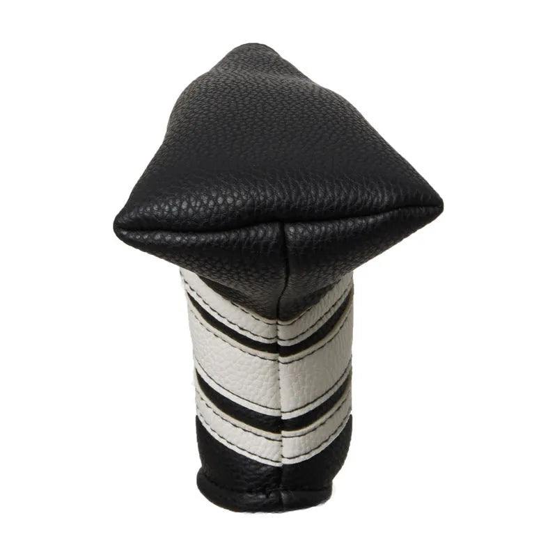 Black PU leather golf club head cover and push rod sleeve set for putter protection