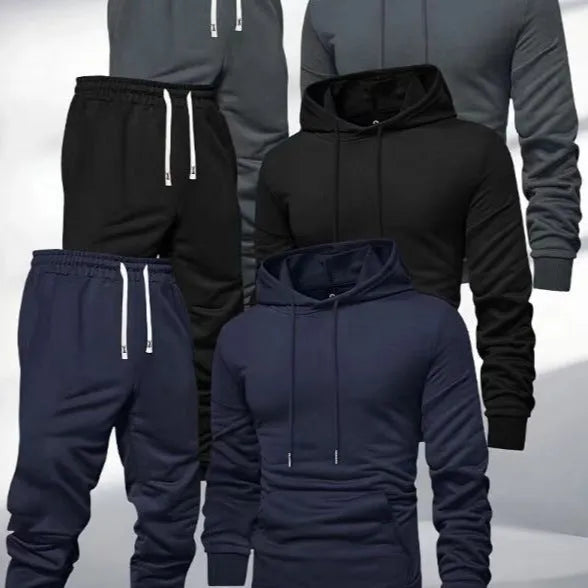 Light board all-matching hooded sweatshirt and sweatpants set in dark blue, leisure sports suit