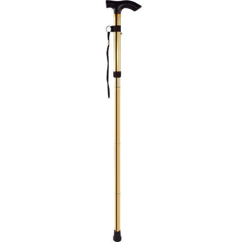 Aluminium folding walking stick with adjustable length and non-slip handle in six colour options