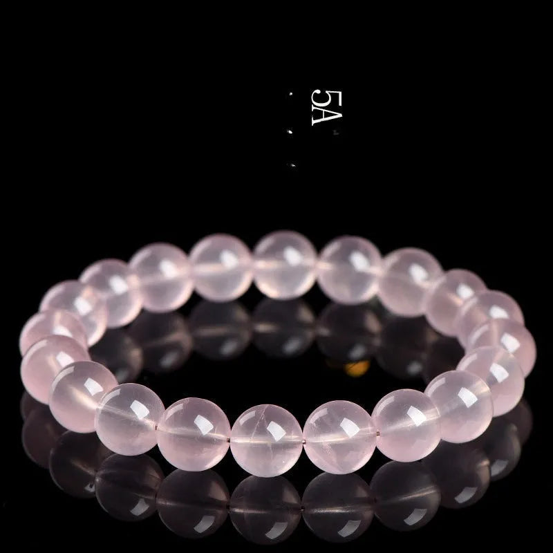 Natural starlight crystal round beads women's bracelet in polished pink crystal with multiple sizing options