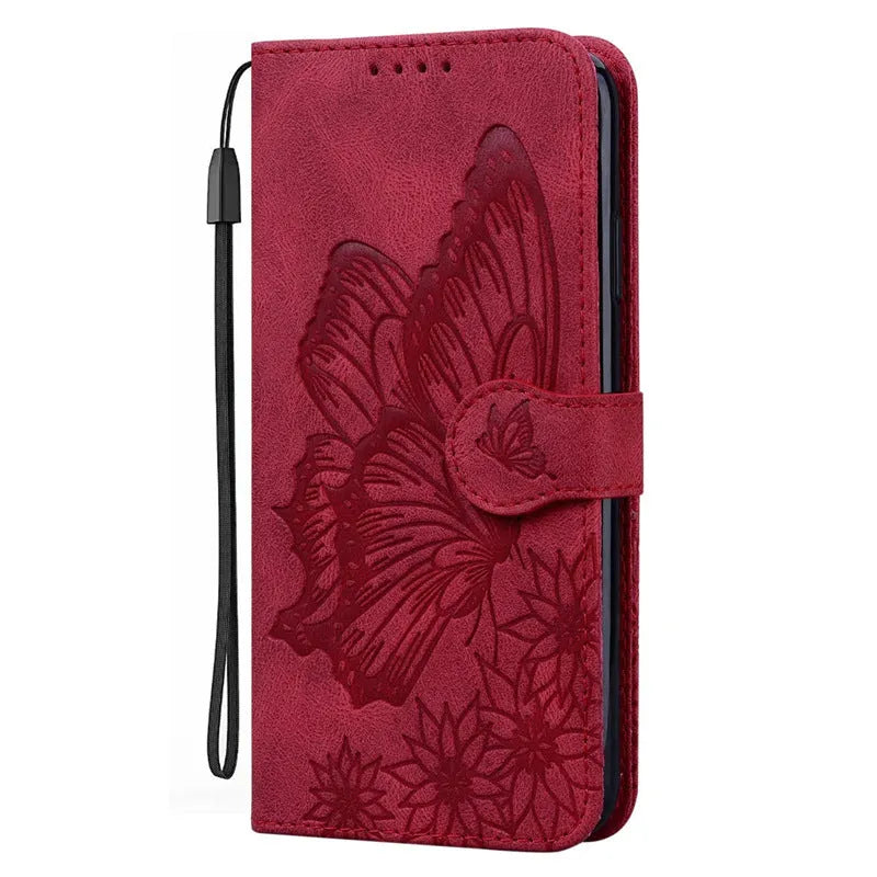 Retro big bowknot embossed leather phone case for Apple and Samsung with kickstand bracket, purple colour