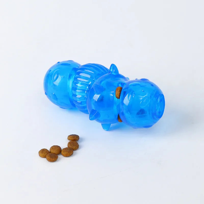 Blue TPR dog chew toy for teeth grinding and cleaning, 110 x 40 x 50mm, suitable for medium and large dogs