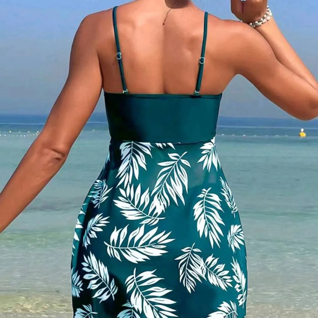 Women's high-waisted swimsuit boxer shorts in black, blue, and peacock green colours.