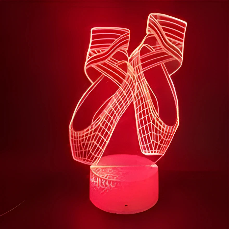 Ballet dancer shaped 3D LED night light with colourful illumination on an ABS base, featuring remote control.