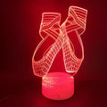 Ballet dancer shaped 3D LED night light with colourful illumination on an ABS base, featuring remote control.