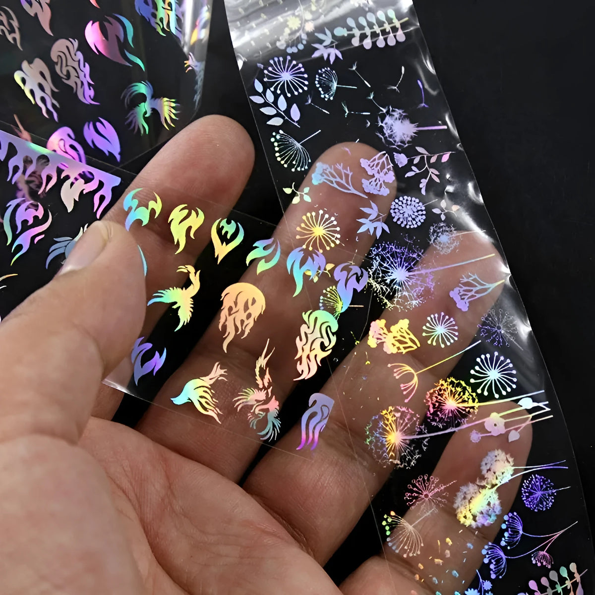 Nail sticker beauty products set with starry paper, 1 metre length, 4 cm width, in plastic bottle packaging, 296 styles available