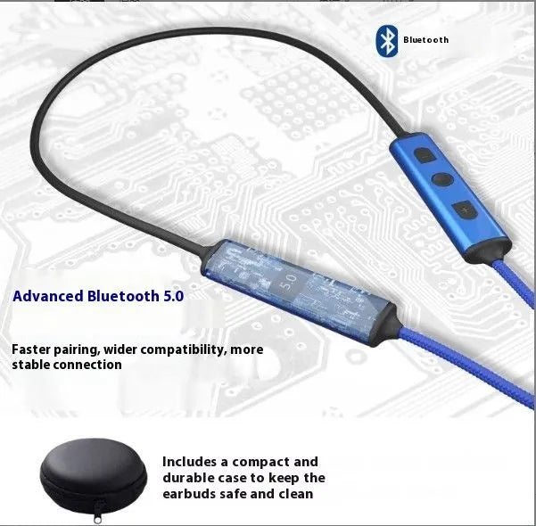 Noise-reducing Bluetooth mobile headphones with active noise cancellation, clip, and storage bag for work and laziness