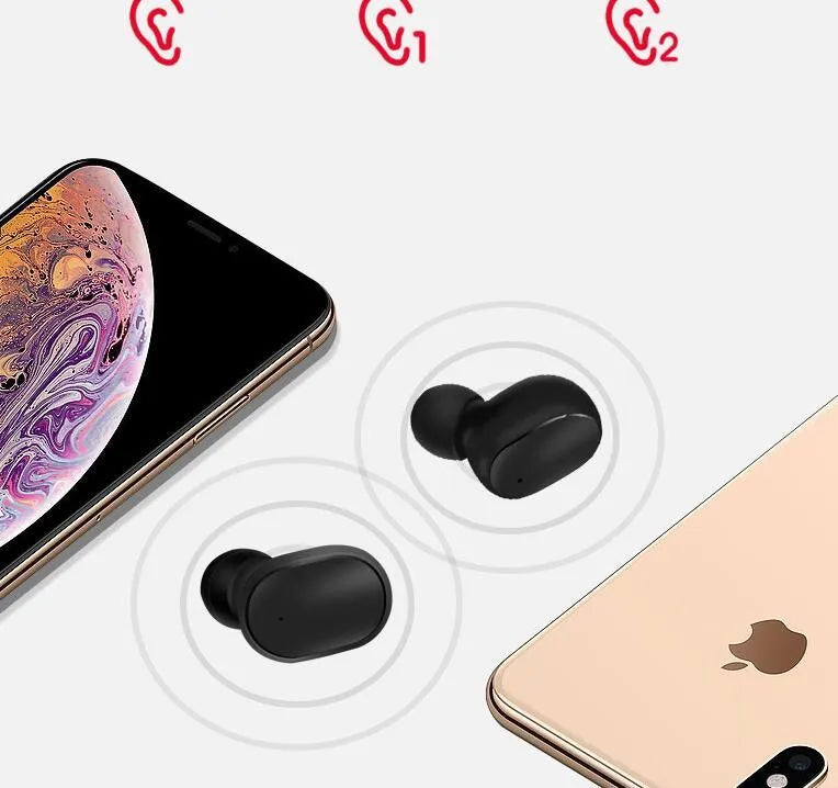 A6S in-ear Bluetooth 5.0 true wireless earbuds in black with charging case