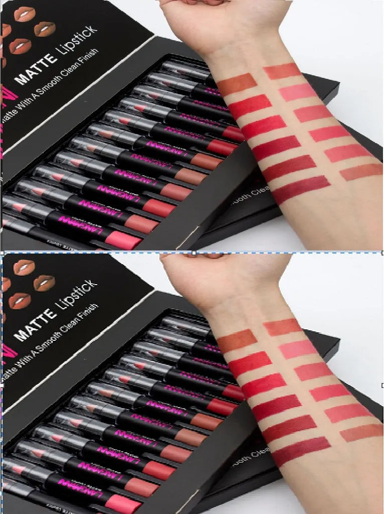Langmanni matte lipstick set waterproof long-lasting velvet 12 pieces 6ml each