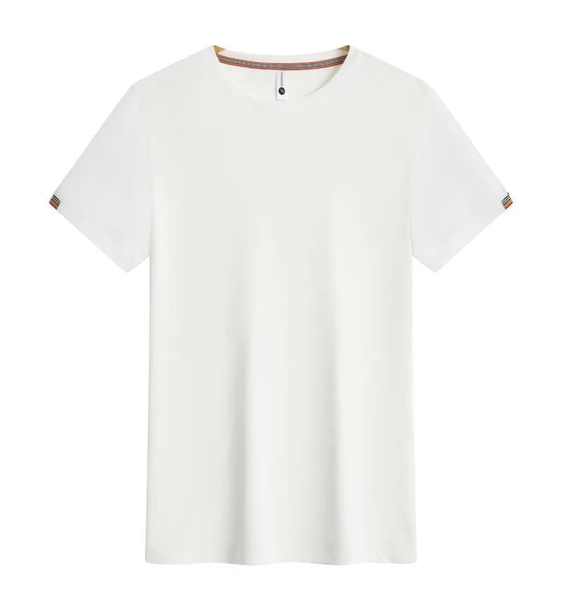 Round neck ice-feeling pullover work top in black, size S to 4XL