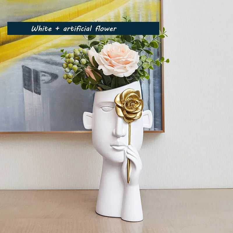 Resin art vase decoration in modern simple style black colour for living room