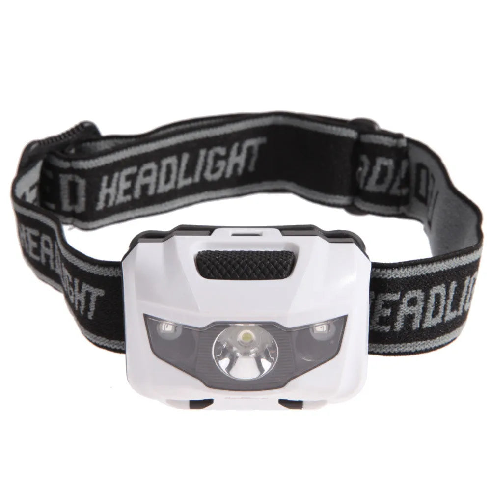 3W LED head torch with white and red lights in waterproof casing for outdoor activities