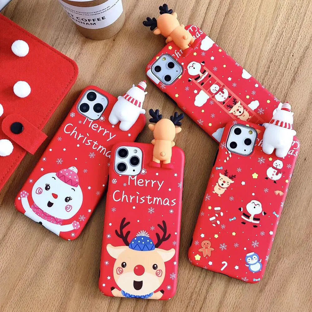 Christmas silicone iPhone case back cover in festive colours for multiple iPhone models