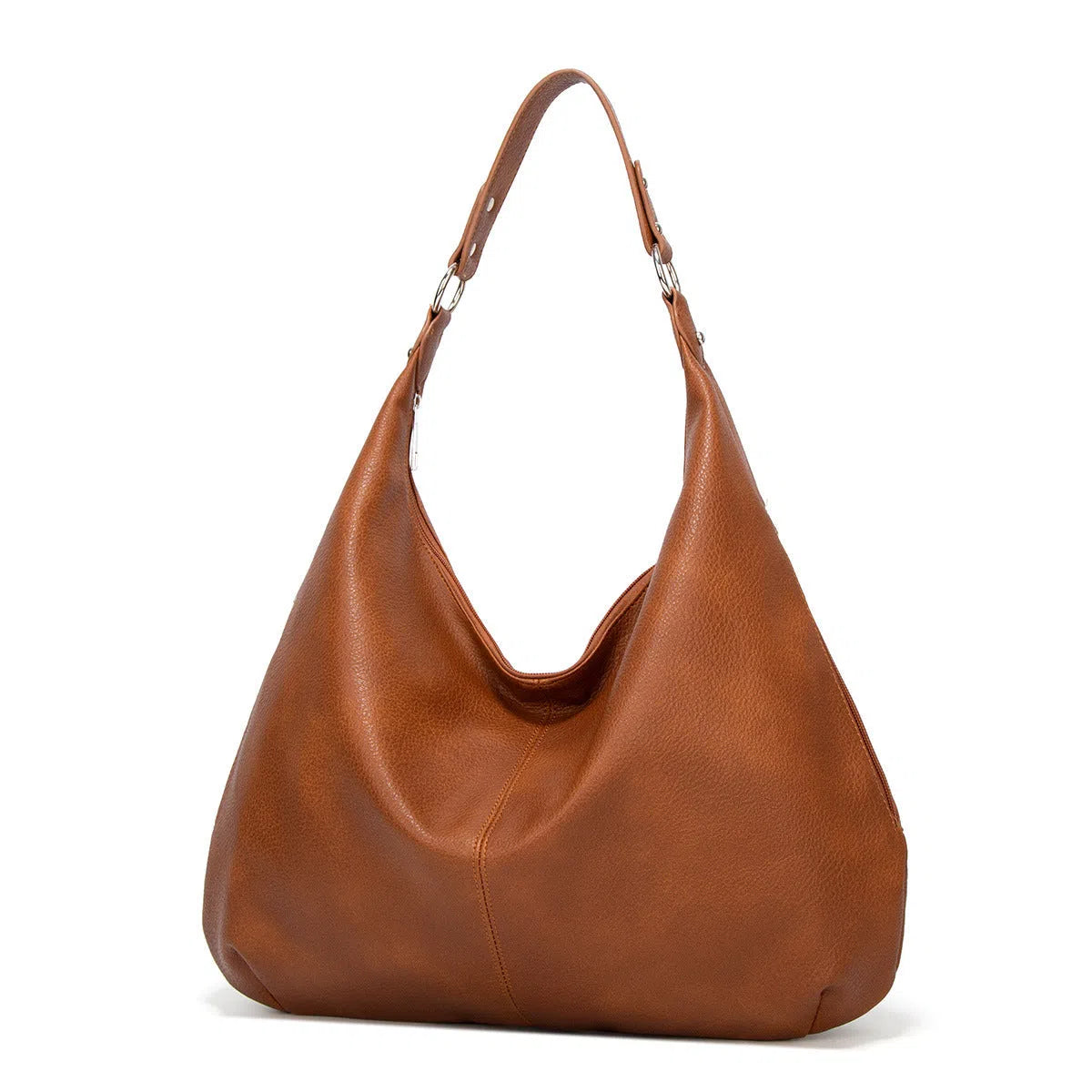 Large capacity PU commuter tote shoulder bag with polyester lining and inner pockets, horizontal square shape, single strap