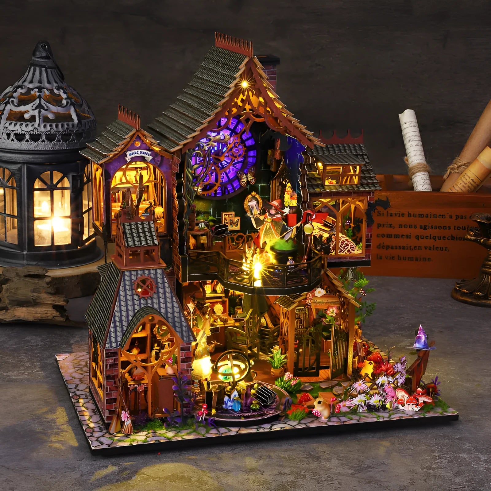 Hand-assembled 3D wooden puzzle model Magic Forest with LED light, 26.5x19.5x27cm, colour box packaging