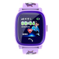 Blue children's waterproof smart watch with touch screen showing SOS call function