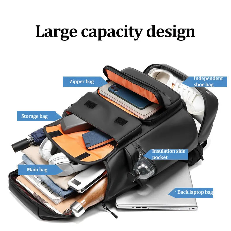 Black leisure outdoor backpack with 55cm height waterproof Niujin textile fabric