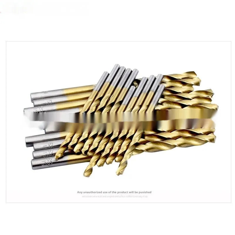 50 piece twist drill set 1-3mm high speed steel titanium plated woodworking opening tool