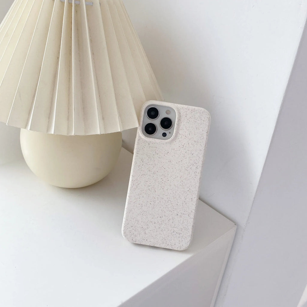 Biodegradable solid colour TPU back cover phone case for Apple iPhone with wheat straw finish