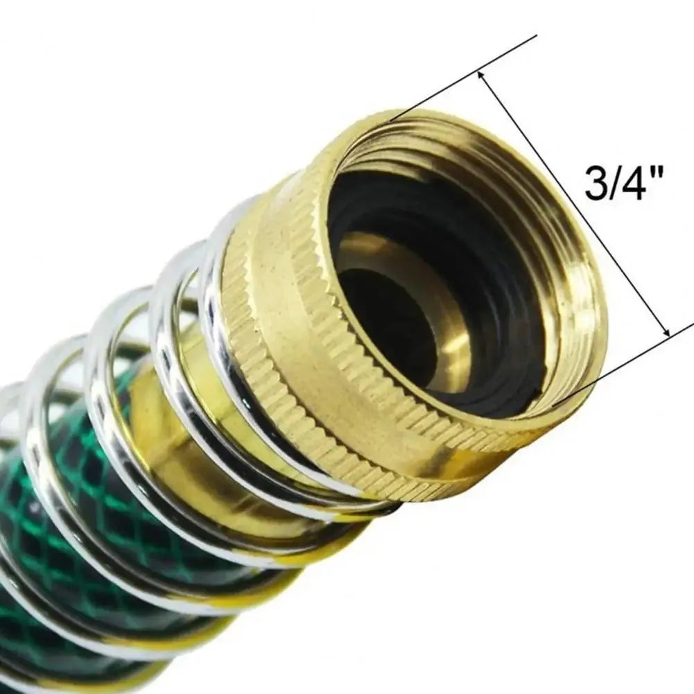 Brass spring hose connector with spiral spring measuring 15 cm for garden watering