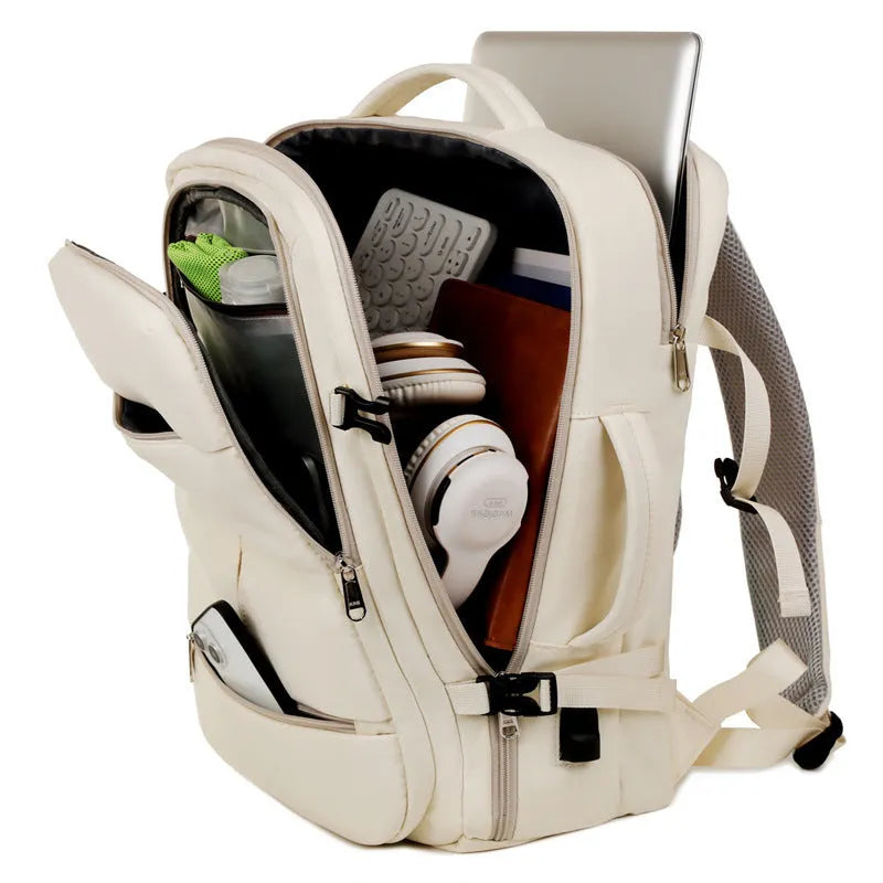 Large waterproof Oxford cloth backpack with multiple pockets for 15.6 inch laptops