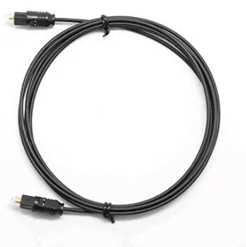 OD2.2 digital optical Toslink audio cable with black PVC sheath and clear connectors.