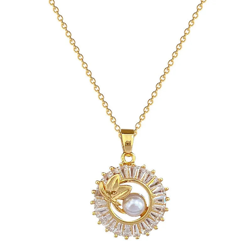Brass leaf design jewellery set with titanium steel chain necklace and matching stud earrings