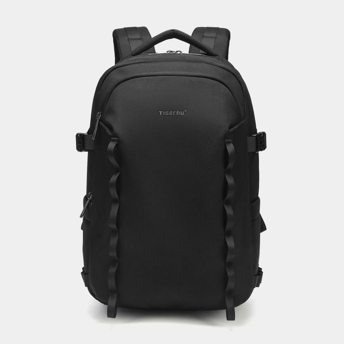 Black or light blue 20-35L waterproof Oxford cloth travel backpack with 15.6 inch size and curved shoulder straps
