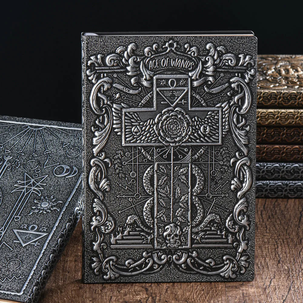 Tarot card retro embossed A5 PU notebook in bronze with 20.8 x 14.2cm 80gsm pages