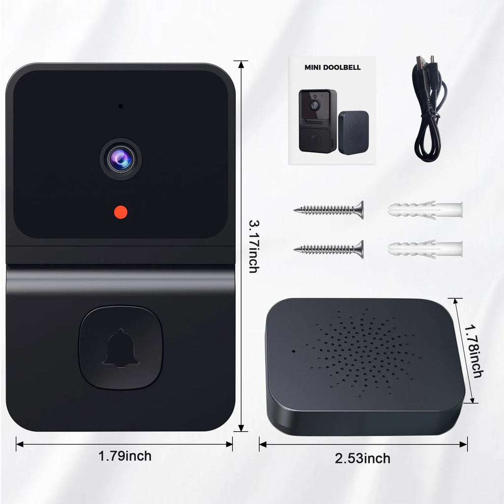 Intelligent visual doorbell surveillance camera with built-in lithium battery, black version, for household use