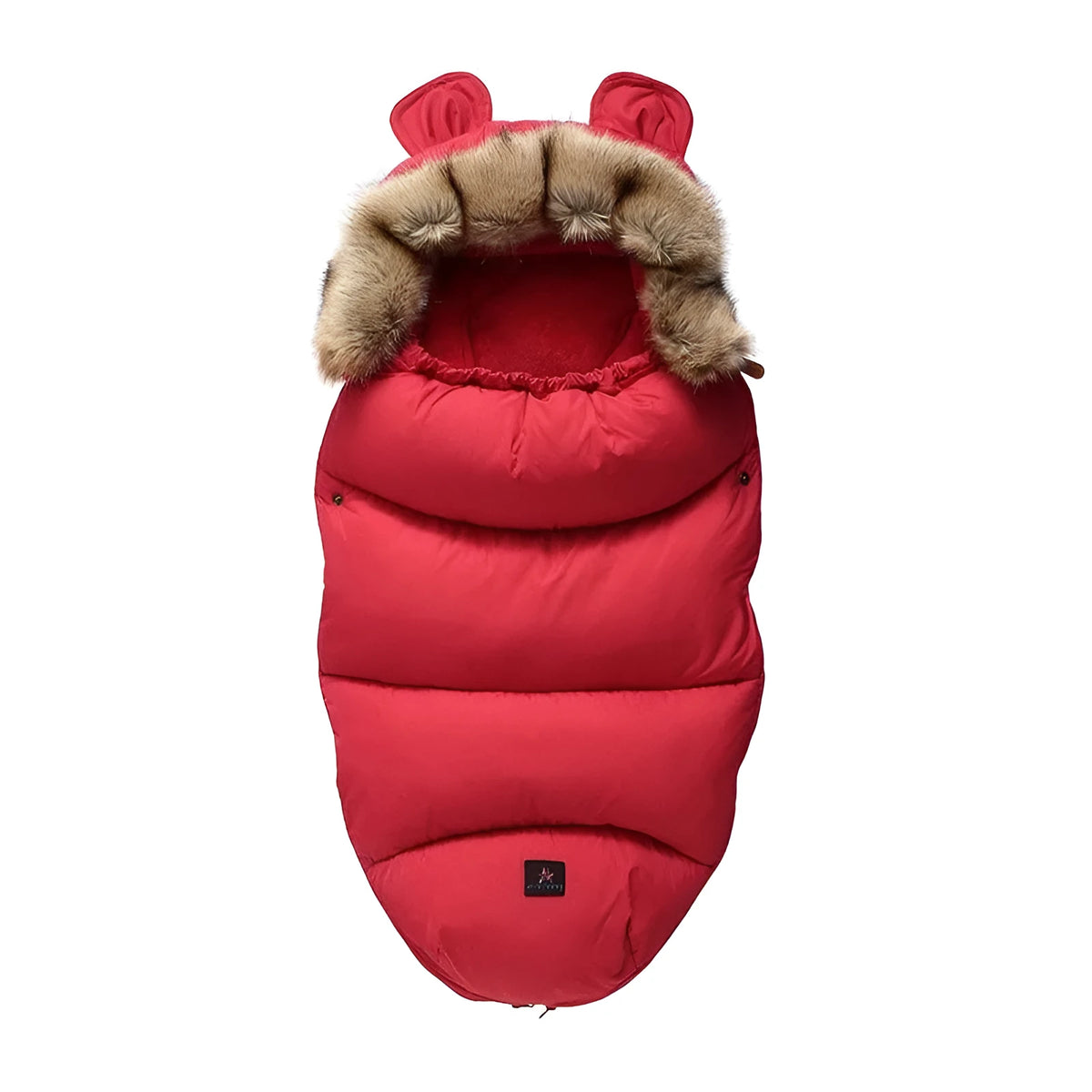 Baby stroller sleeping bag in silkworm cocoon style, shown in a colour option, measuring 100 by 48 centimetres.